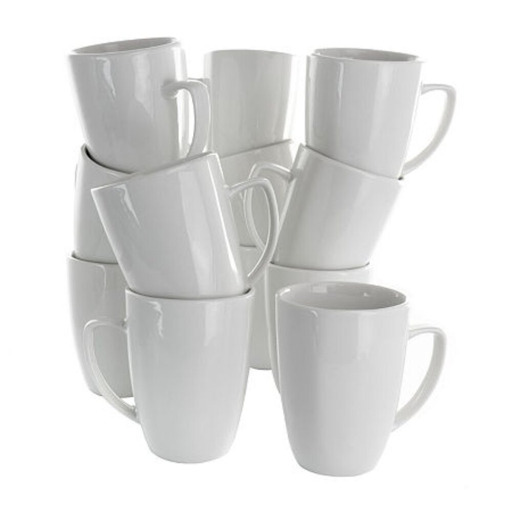 Elama Riley 12 Piece 12 Ounce Porcelain Mug Set in White